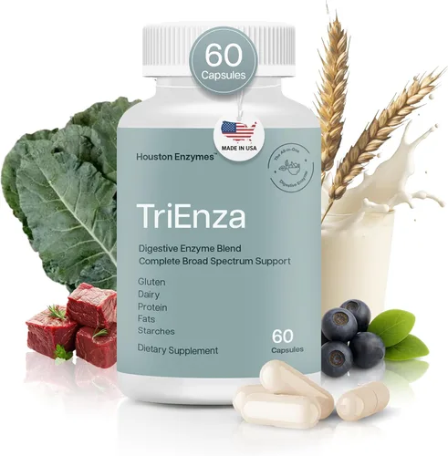 Miniatura 10 de Houston Enzymes TriEnza - Suplemento enzimático digestivo para gluten, caseína, soja, proteínas, carbohidratos, grasas y polifenoles, enzimas