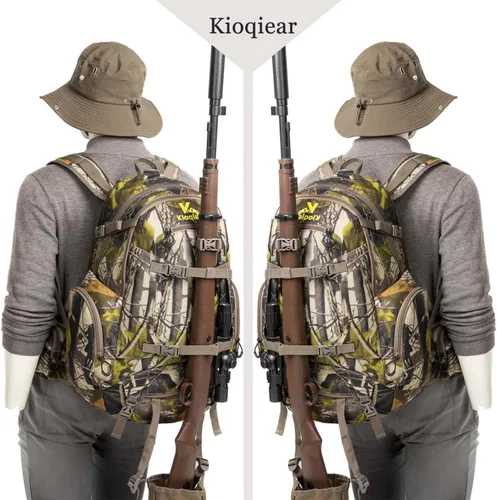 Miniatura 2 de Mochila de caza, equipo de caza al aire libre con cubierta para lluvia, paquete duradero de gran capacidad para el día de caza (camuflaje verde)
