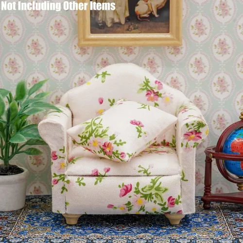 Miniatura 7 de Odoria 1/12 Silla en miniatura Sillón Accesorios para muebles de casa de muñecas, color blanco