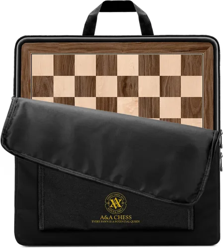 Miniatura 14 de A&A Tablero de ajedrez profesional de madera de 21.25 pulgadas, con incrustaciones de nogal y arce, cuadrados de 2.25 pulgadas con notación Nuez