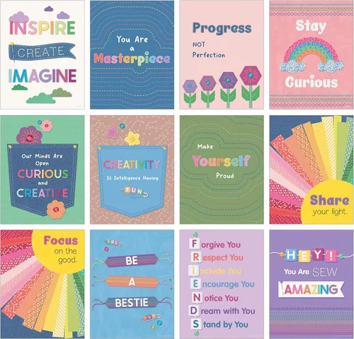 Miniatura 15 de Carson Dellosa - Juego de 14 pósteres de 14 piezas con reglas de aula, arte de pared motivacional de 8.5 x 11 pulgadas con afirmaciones positivas