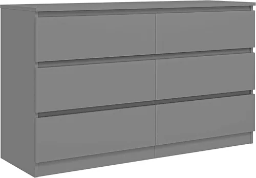 Miniatura 9 de Vibe & Dine Cómoda doble de 8 cajones, cómoda de madera moderna con amplio almacenamiento para armario, dormitorio, sala de estar, color negro