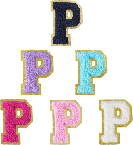 Miniatura 240 de 6 piezas de parches de letras de chenilla autoadhesivas, parches de letras preppy de 2 pulgadas para bolsos, ropa y sombreros, grandes pegatinas