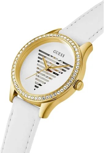 Miniatura 4 de Guess Reloj para mujer de 1.496 in - Correa blanca esfera blanca caja dorada