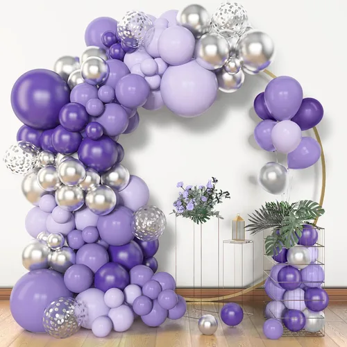 Miniatura 34 de Amandir Kit de arco de guirnalda de globos azul polvoriento, 153 piezas, diferentes tamaños de 18, 12, 10, 5 pulgadas, globos de látex azul blanco