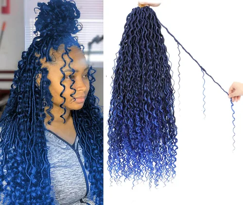 Miniatura 13 de River Locs Cabello de Crochet para Mujeres Negras - Boho Goddess Locs Grochet Hair, Boho Hippie Loc (18" 6 Paquetes T1B/púrpura#)
