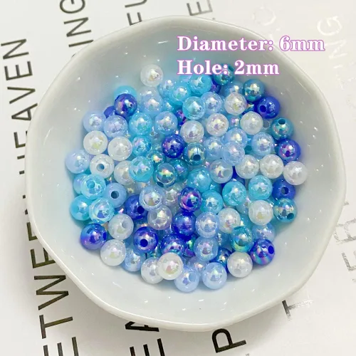 Miniatura 3 de 800 cuentas de perlas de 0.236 pulgadas (0.236 in) de colores AB, perlas redondas sueltas con agujeros para coser manualidades, hacer pulseras