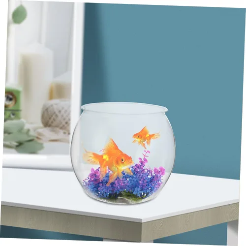 Miniatura 8 de Angoily Tanque de peces dorado transparente de 7.8 pulgadas, decoración de acuario de plástico transparente para pequeños peces betta, peces