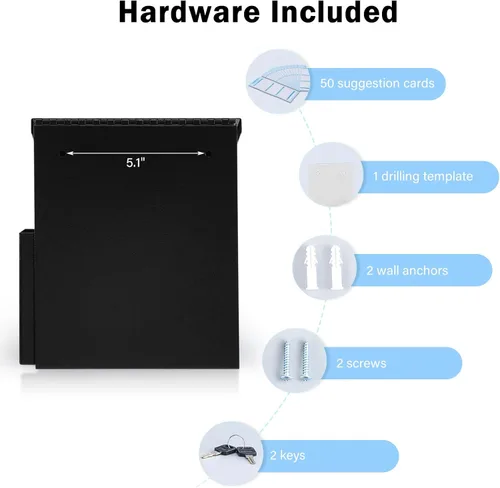 Miniatura 6 de xydled Caja de sugerencias montada en la pared con cerradura de llave, caja de depósito de metal para donación/boletas/votación/colección/llaves