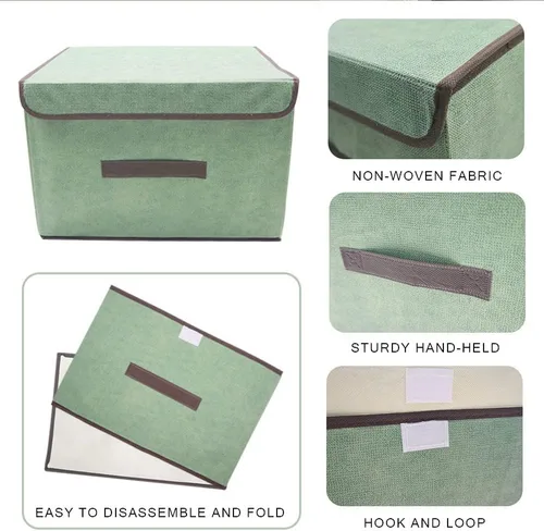 Miniatura 6 de LELE LIFE Caja de almacenamiento plegable con tapa y asa a prueba de polvo, contenedor de almacenamiento plegable organizador de almacenamiento