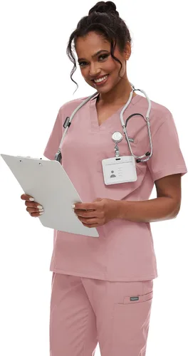 Miniatura 6 de niaahinn Conjunto de uniforme médico para mujer con cuello en V clásico y pantalones deportivos de yoga, uniforme médico de enfermería