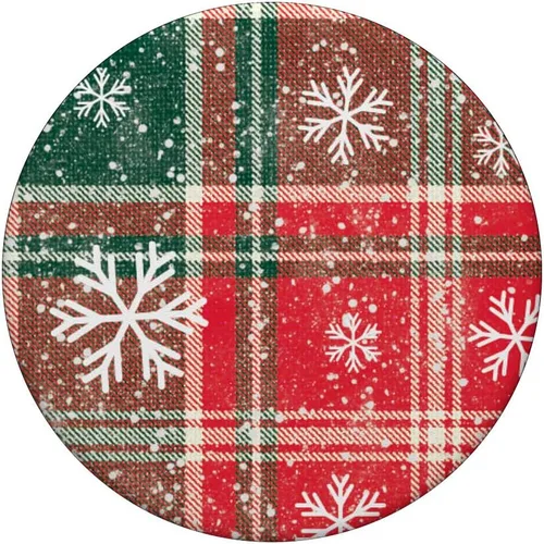 Miniatura 3 de PopSockets MagSafe PopGrip con patrón de cuadros navideños rojos y verdes y copos de nieve para iPhone