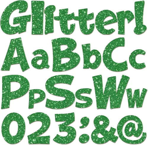 Miniatura 11 de Colarr 144 letras con purpurina para tablero de anuncios para el aula, números, símbolos de puntuación, letras troqueladas de 4 pulgadas con punto