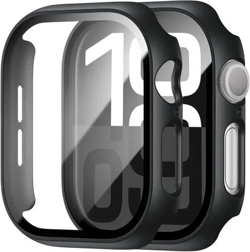 Miniatura 24 de Paquete de 2 fundas rígidas de policarbonato compatibles con Apple Watch, con protector de pantalla de cristal templado sin burbujas para accesorios