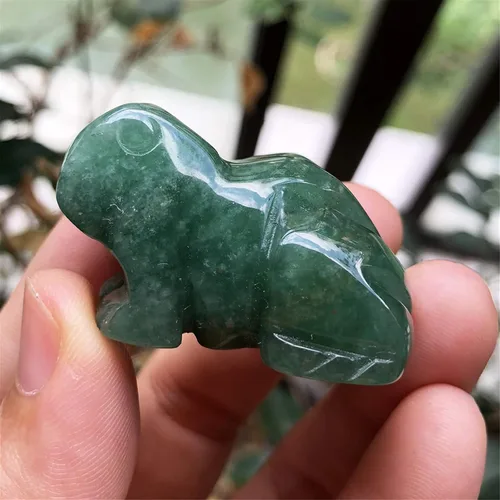 Miniatura 2 de Fekuar Estatua de rana de piedra de aventurina verde tallada, figura de bolsillo de cristal curativo, decoración de 1.5 pulgadas