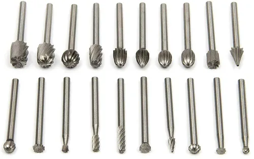 Juego de fresas rotativas de carburo de tungsteno, vástago de 0.118 in (1/8 pulgadas) para carpintería de bricolaje, tallado y grabado, 20 brocas