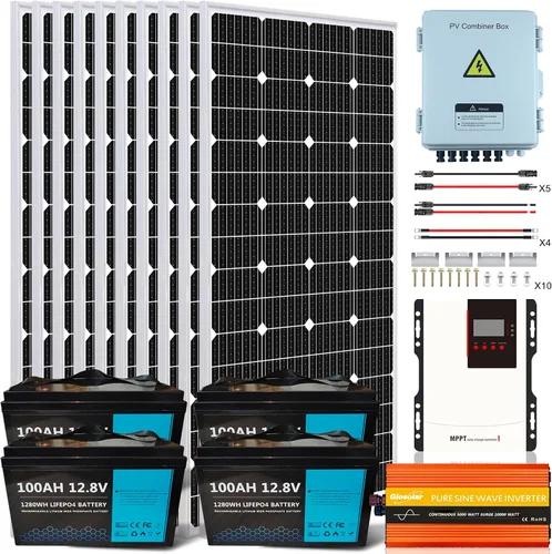 Miniatura 11 de Kit completo de sistema solar fuera de la red Kit solar de 1350 W 24 V, 6 paneles solares de 225 W 12 V, 2 baterías de litio de 100 ah y 12.8 V