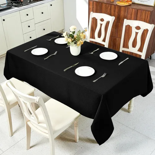 Miniatura 9 de IVAPUPU Mantel de Lino Texturizado para Mesa Rectangular - Mantel de Tela Impermeable Rectangular Sin Arrugas Limpiable Cubierta de Comedor