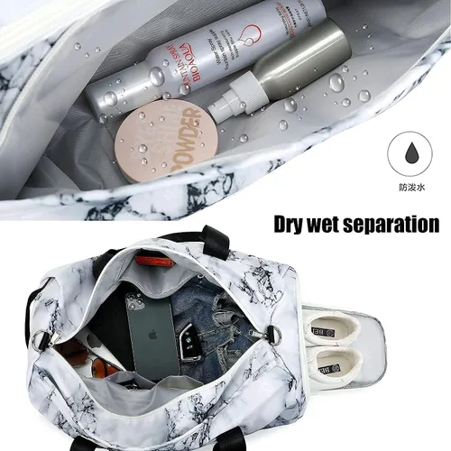 Miniatura 8 de Mochila deportiva de lona para viaje o gimnasio, para hombre y mujer, con compartimento para zapatos y bolsillo para cosas húmedas