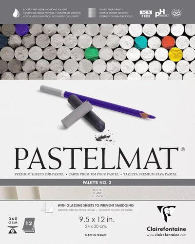 Miniatura 14 de Clairefontaine Pastelmat - Papel especial para pastel (encolado, 30 x 40 cm) - Paleta No. 5 - (12 x 15 3/4 pulgadas) - 360g - 12 hojas - Verde Verde