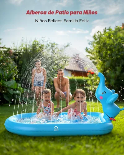 Miniatura 7 de QPAU Almohadillas de salpicaduras para niños pequeños de 1 a 3 años, tapete de juguete de elefante azul para niños, tapete de juego al aire libre