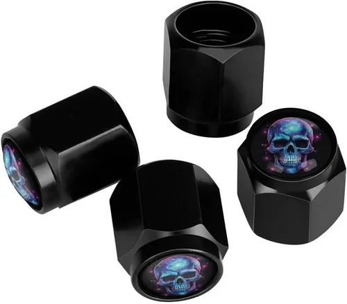 Miniatura 7 de Wolf - Tapones de válvula de neumático con bandera americana, tapas de válvula de neumático de aluminio negro, cubiertas universales