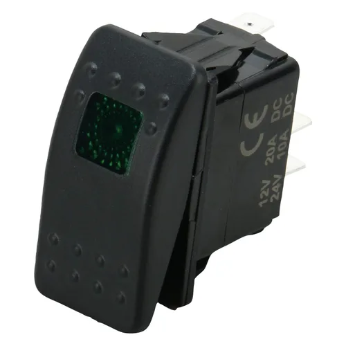 Miniatura 2 de Amarine Made 12v 20 Amp Impermeable LED On/Off Boat Marine SPST 3P Interruptor basculante con luz (verde)