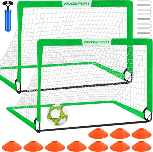 Miniatura 10 de Juego de porterías de fútbol para niños para patio trasero – 2 de 4 x 3 pies, equipo portátil de entrenamiento de portería de fútbol, red de fútbol