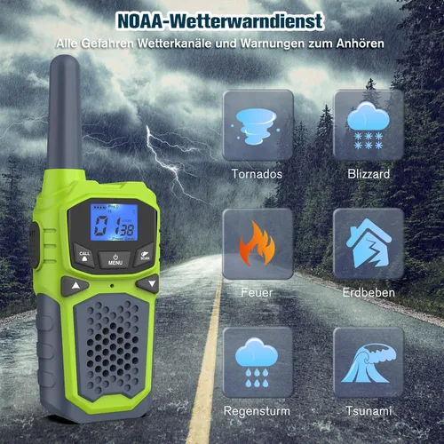 Miniatura 6 de Walkie Talkies para niños, radio de 2 vías de largo alcance 22 canales VOX, regalo de cumpleaños, walkie talkie familiar para camping, senderismo