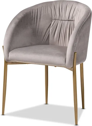 Baxton Studio Ballard Modern Luxe and Glam - Silla de comedor de metal tapizada y acabado dorado con tela de terciopelo gris