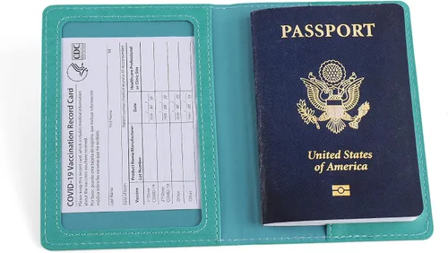 Miniatura 7 de labato - Cartera de piel sintética para pasaporte con tarjetero de vacuna, Mint