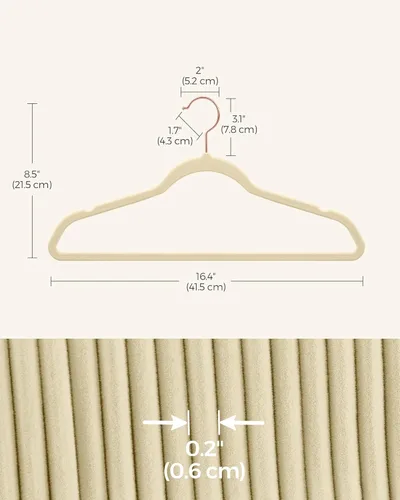 Miniatura 7 de SONGMICS - Perchas de terciopelo delgadas, perchas antideslizantes para ropa con ganchos giratorios de oro rosa, ahorro de espacio, para armario