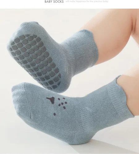 Miniatura 6 de Calcetines antideslizantes para bebés y niños pequeños con agarres, calcetines de dibujos animados para niñas y niños recién nacidos, 5 pares