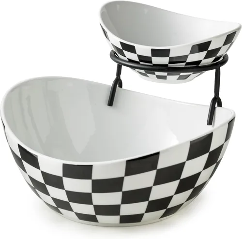 Miniatura 10 de Miamolo Tazones de Servir de 3 Niveles con Soporte, Platos para Servir Chips y Conjunto de Servir Dip para Fiestas de Entretenimiento, Cuenco
