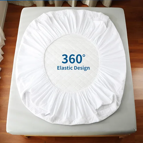Miniatura 6 de Protector de colchón 100% impermeable de viscosa de bambú, sábana bajera acolchada con bolsillo profundo de 8 a 16 pulgadas, fibra de enfriamiento