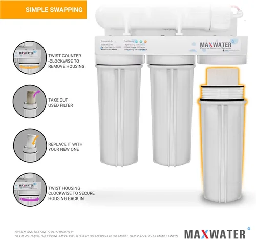 Miniatura 8 de Max Water Cartucho de filtro de agua de sedimentos de repuesto de 10 x 2.5 pulgadas, 5 micrones para toda la casa, fibra de filtración soplada por