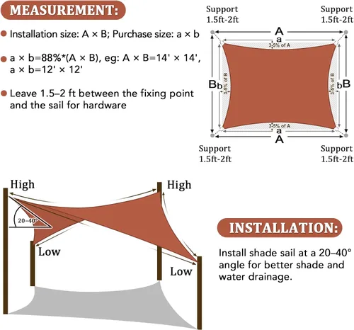 Miniatura 6 de Toldo rectangular Shade&Beyond tipo vela, para terraza, jardín, cubierta, pérgola Rojo óxido