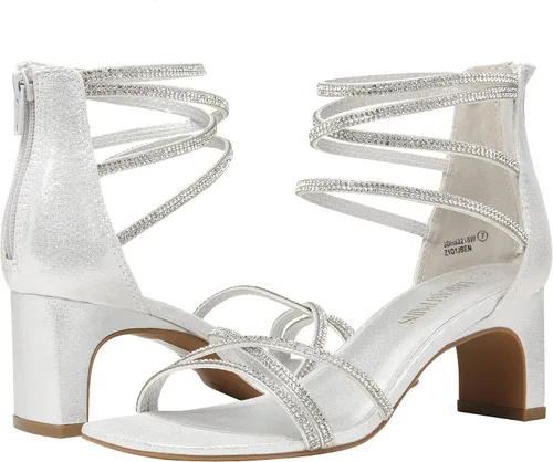 Miniatura 3 de DREAM PAIRS Tacones negros para mujer tacón bajo con diamantes de imitación gruesos puntera abierta sandalias de vestir para novia boda fiesta noche