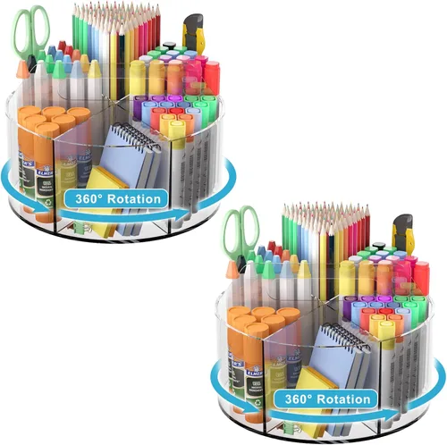 Miniatura 8 de Wawocs Organizador de Lápices de Acrílico para Escritorio 4 Compartimentos con Pegatina de Bricolaje Adhesiva, Organizador de Suministros de Arte