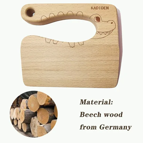 Miniatura 4 de Cuchillo de madera para niños, cuchillos seguros para niños, juguete de cocina, picador, cortador de verduras y frutas (para 2-8 años)