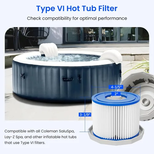 Miniatura 2 de Future Way Filtro de repuesto para bañera de hidromasaje SaluSpa, filtro de spa tipo VI compatible con todas las tinas inflables Coleman SaluSpa