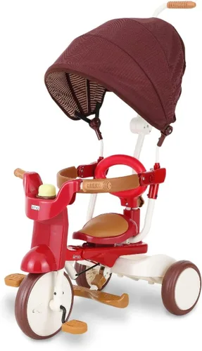 Miniatura 9 de iimo Triciclo plegable 3 en 1 – Triciclos premium para niños de 1 a 3 años – Bicicleta infantil de diseño japonés con mango de empuje, triciclo