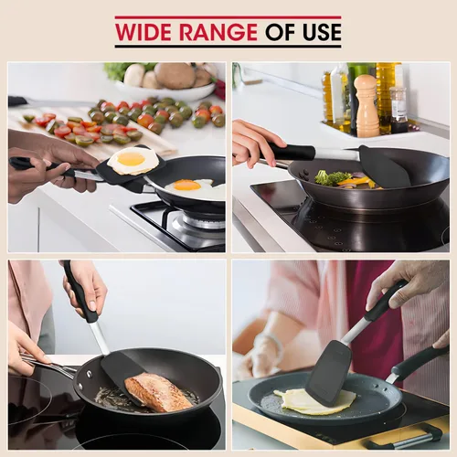 Miniatura 2 de Unicook Espátula de silicona flexible, 2 unidades, espátula resistente al calor de 600 °F para utensilios de cocina antiadherentes, utensilios