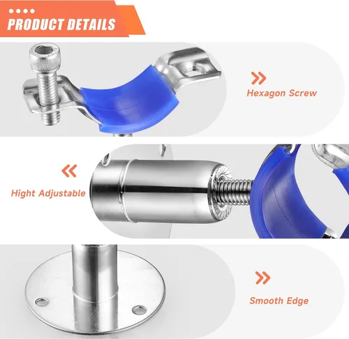 Miniatura 4 de 6 piezas de soportes de tubo para montaje en pared y techo, de acero inoxidable 304, adecuados para tubo con diámetro exterior de 15-19 mm, altura