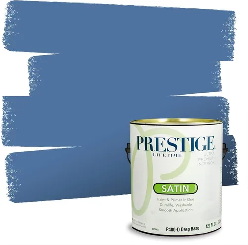 Miniatura 238 de Prestige Paints. - Base y pintura para exteriores en un solo galón, 1 galón. plano, comparable con Sherwin Williams Topsail. SW6799-PCM