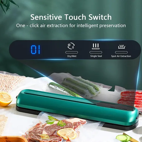 Miniatura 3 de Sellador al vacío de cocina inteligente, sellador automático de conservación de alimentos, modos seco/húmedo, sellador al vacío para frescura