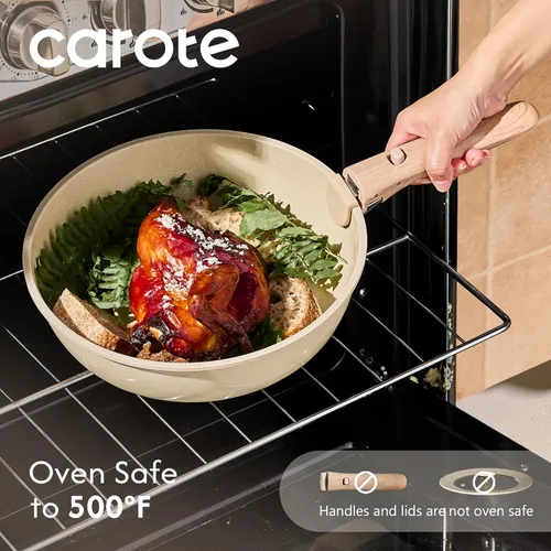 Miniatura 6 de CAROTE Juego de 25 piezas de utensilios de cocina de cerámica, juego de ollas y sartenes antiadherentes, juego de cocina para RV con asas