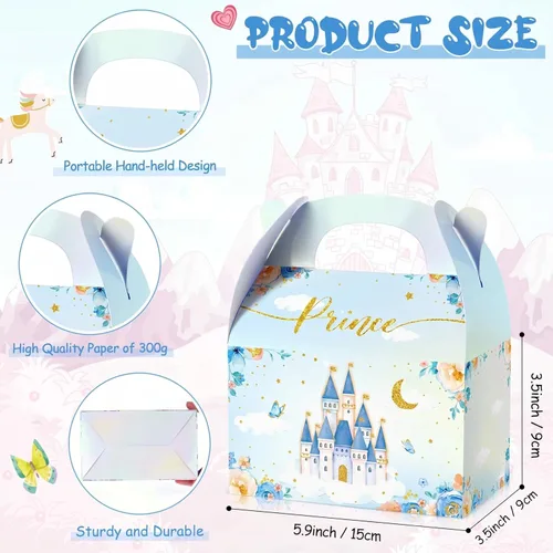 Miniatura 3 de Caja de regalo Nezyo Princesa y Príncipe - Cajas de regalo de cartón con corona rosa y azul para cumpleaños de niño o niña