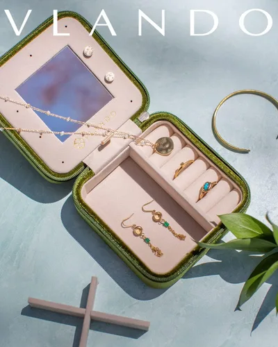 Miniatura 2 de Vlando Joyero de viaje y organizador, pequeñas cajas organizadoras de joyas para niñas, espejo de terciopelo para aretes, collares, anillos