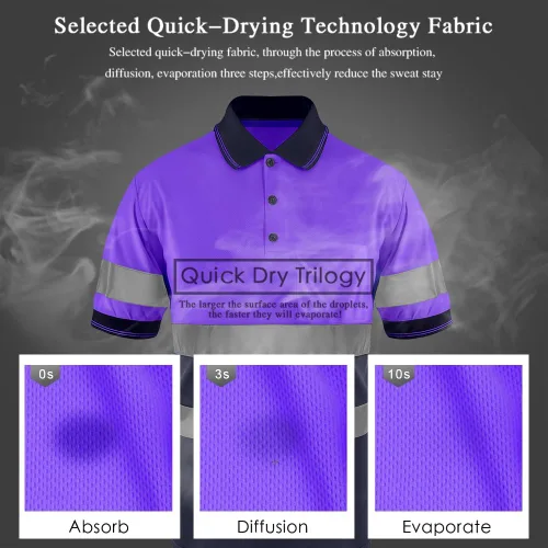 Miniatura 4 de SMASYS Polo de seguridad - Construcción reflectante Hi-viz ropa de trabajo camisetas con bolsillos para mujeres y hombres Púrpura